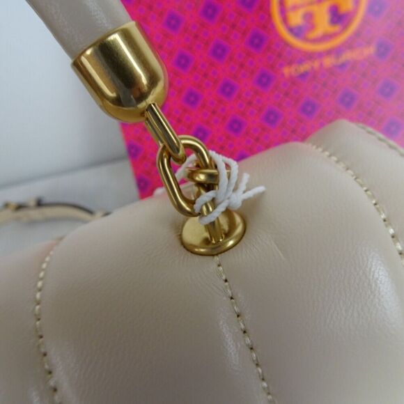 TORY BURCH Kira Leather Bag Crossbody Top Handle Satchel BRIE Purse NWT $648 - Picture 10 of 12